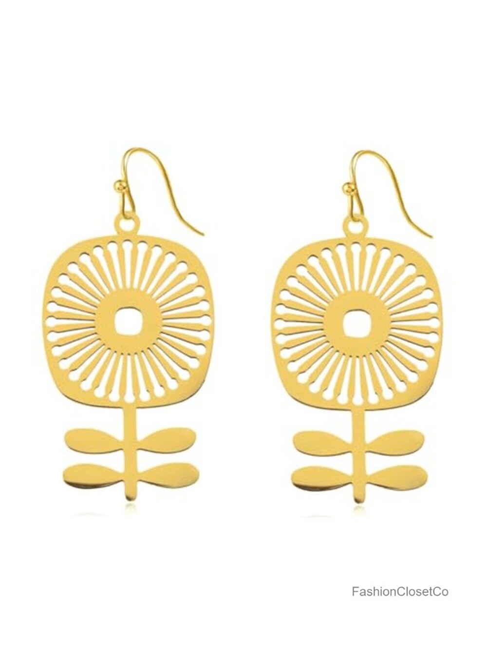 Stainless Steel Boho Flower Dangle Earrings Statement Jewelry
